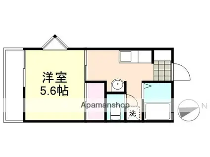 ドミール西口A棟(1K/1階)の間取り写真