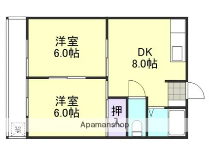 ハイツクレア(2DK/2階)の間取り写真