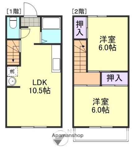 グリーンハイツ塩津(テラスハウス)(2LDK)の間取り写真