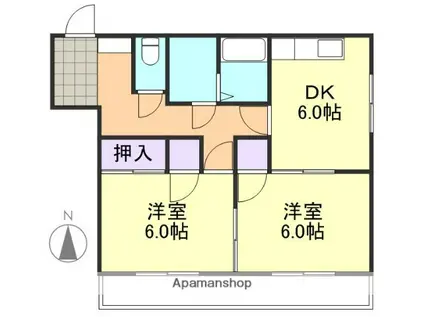 ビバリーガーデン大島A棟(2DK/2階)の間取り写真