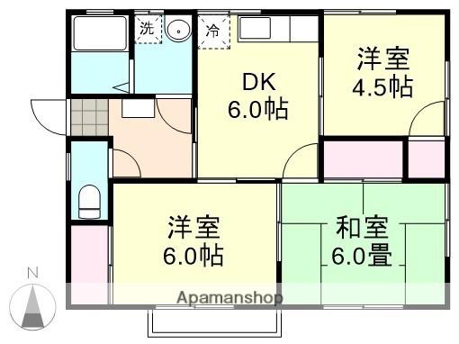 コーポ岡野B棟(3DK/1階)の間取り写真