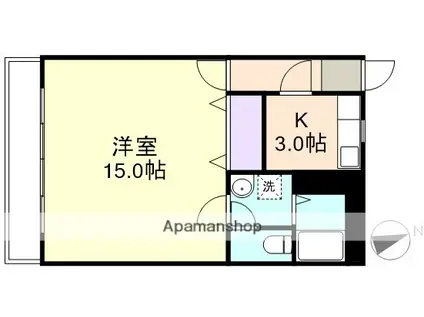 ブールバール(1K/1階)の間取り写真