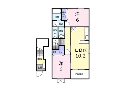 メゾンソレイユA棟(2LDK/2階)の間取り写真