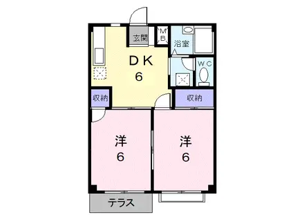 エルディム倉敷A棟(2DK/1階)の間取り写真