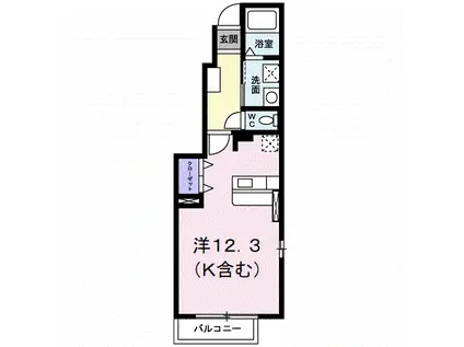 メゾンソレイユV(ワンルーム/1階)の間取り写真