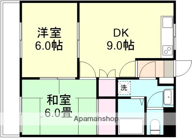 ミレニアムⅡ(2DK/1階)の間取り写真
