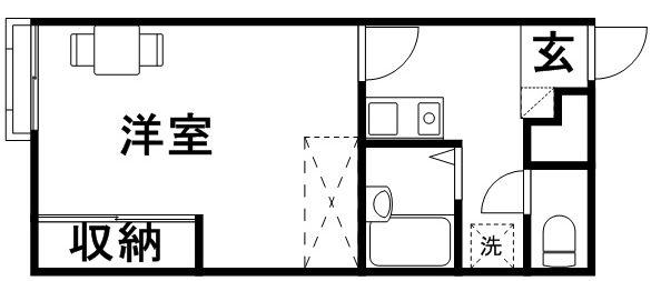 レオパレスコンフォール石橋F(1K/1階)の間取り写真