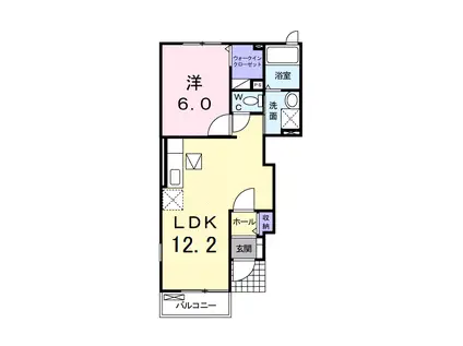 フェリシダ矢蔵 Ⅲ(1LDK/1階)の間取り写真