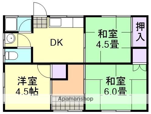 山陽本線 倉敷駅 徒歩37分 1階建 築49年(3DK)の間取り写真