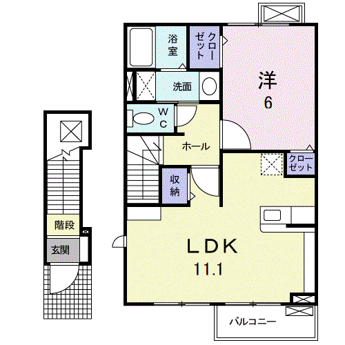 ノーヴァ・メゾン(1LDK/2階)の間取り写真