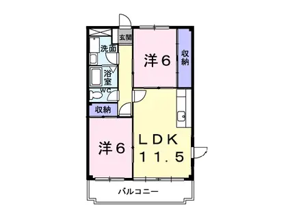 ビュー・セジュール(2LDK/2階)の間取り写真