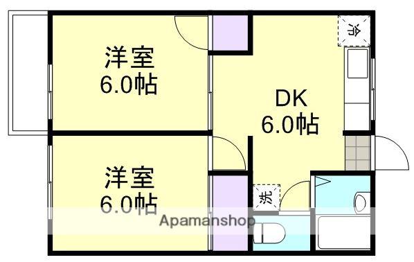 セレッソ吉岡A棟(2DK/2階)の間取り写真