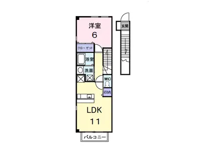 フェリーチェ(1LDK/2階)の間取り写真