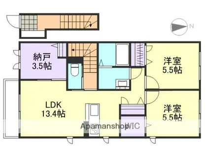 テラスコート船穂C(2SLDK/2階)の間取り写真