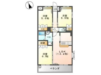 スターマンション神田(3LDK/2階)の間取り写真