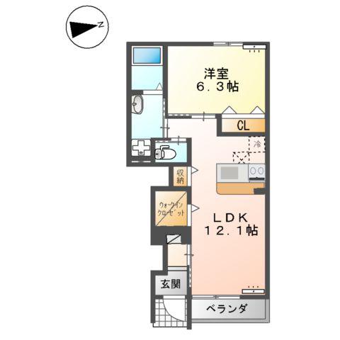 クオリティーハイムⅡ(1LDK/1階)の間取り写真