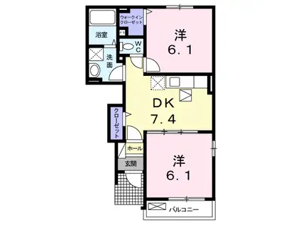 ヴィラフォレストB(2DK/1階)の間取り写真
