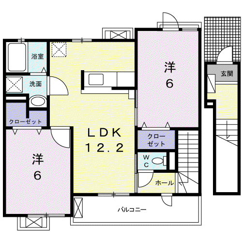コンシェルジュ颯Ⅰ(2LDK/2階)の間取り写真