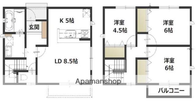 山陽本線 西阿知駅 徒歩13分 2階建 築4年(3LDK)の間取り写真