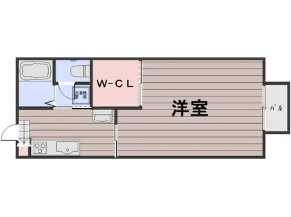 シャンティーブルー(1K/1階)の間取り写真