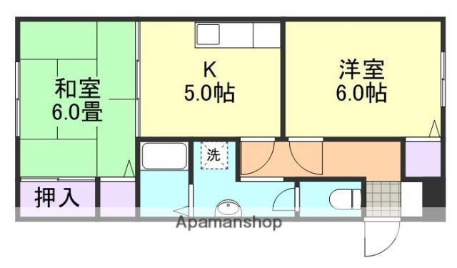サンライフ中島2 A棟(2K/1階)の間取り写真