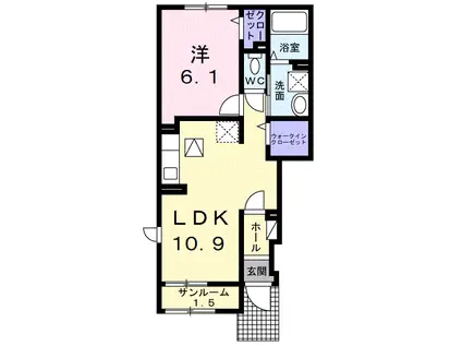 スペランツァⅡ(1LDK/1階)の間取り写真