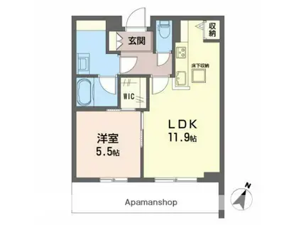 トリフォリア(1LDK/1階)の間取り写真