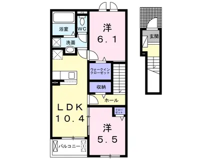 ボヌールA(2LDK/2階)の間取り写真