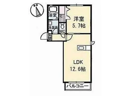 ラ・ヴィータ国富弐番館(1LDK/1階)の間取り写真