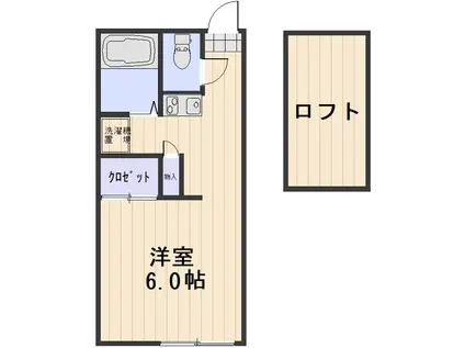 ソラーナよねぐら(1K/2階)の間取り写真