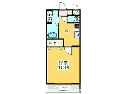 マリベール羽島(1K/1階)の間取り写真