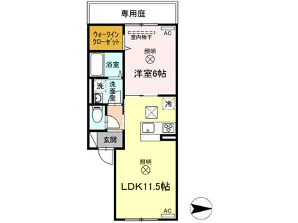 あかりⅡ(1LDK/1階)の間取り写真