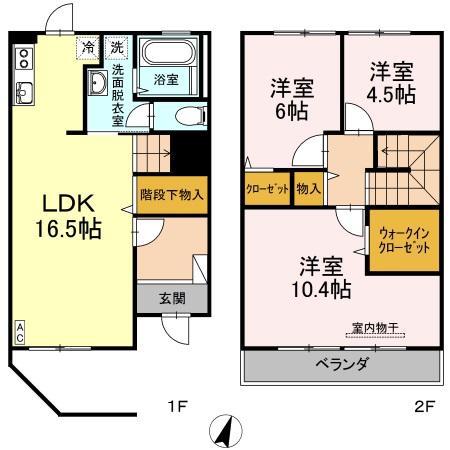 グレイスホーム A棟(3LDK)の間取り写真