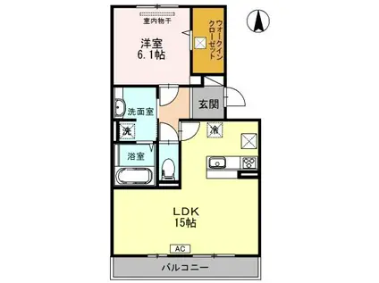 JADEA棟(1LDK/1階)の間取り写真