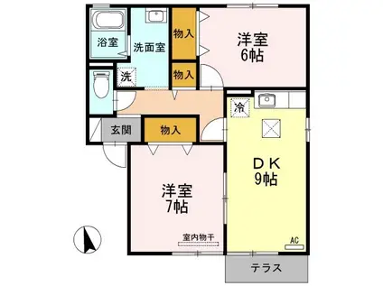 第2エバーグリーン A棟(2DK/1階)の間取り写真