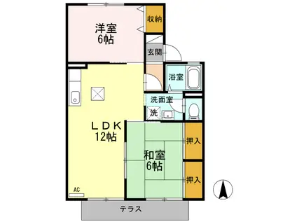 セジュールKⅠ(2LDK/1階)の間取り写真