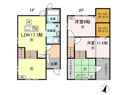 カーサ・カルム(2LDK/1階)の間取り写真