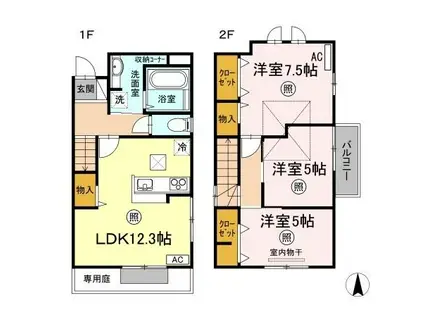津山線 法界院駅 徒歩8分 2階建 築13年(3LDK)の間取り写真