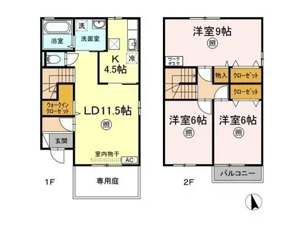 プリムローズ ベル A棟(3LDK)の間取り写真
