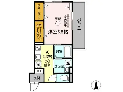 アルシオネ岡山駅西(1K/2階)の間取り写真