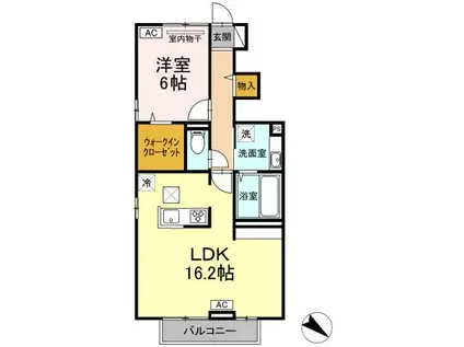 ザルツブルグ中林(1LDK/1階)の間取り写真