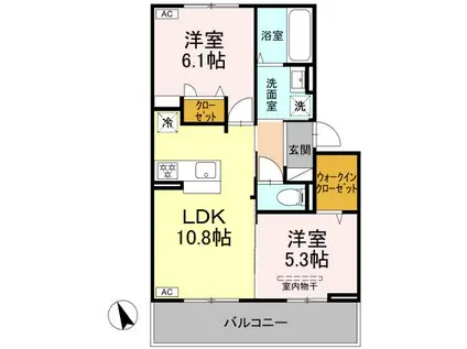TIARE MANBAI(2LDK/3階)の間取り写真