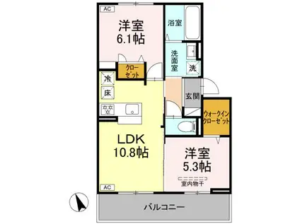 TIARE MANBAI(2LDK/1階)の間取り写真