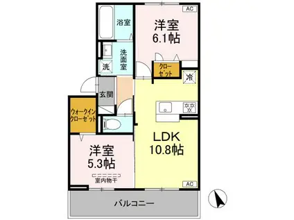 TIARE MANBAI(2LDK/2階)の間取り写真