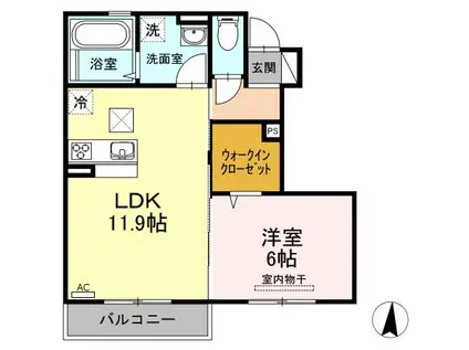 シュロスモリオ(1LDK/1階)の間取り写真