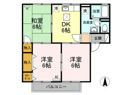セジュールMK(3DK/2階)の間取り写真