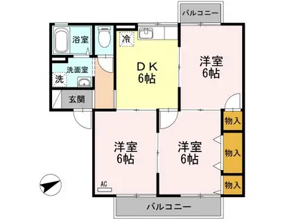 パークサイド堀南 A(3DK/1階)の間取り写真