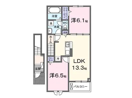 クレール九番館(2LDK/2階)の間取り写真