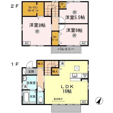 岡山県倉敷市 2階建 築11年(3LDK)の間取り写真