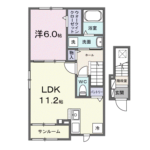 クラシア Ⅱ(1LDK/2階)の間取り写真